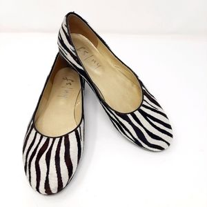 FSNY Brown & White Zebra Print Flats Size 6.5